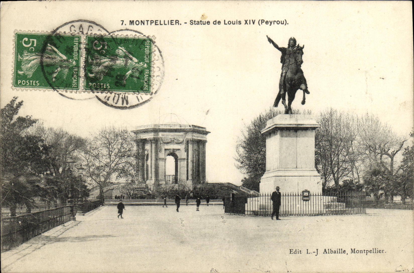 Montpellier - Statue de Louis XIV (Peyrou) — Édit L.-J. Albaille, Montpellier.