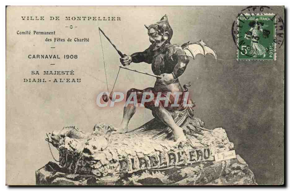 CPA Ville De Montpellier Carnaval 1909 Diable a l'eau
