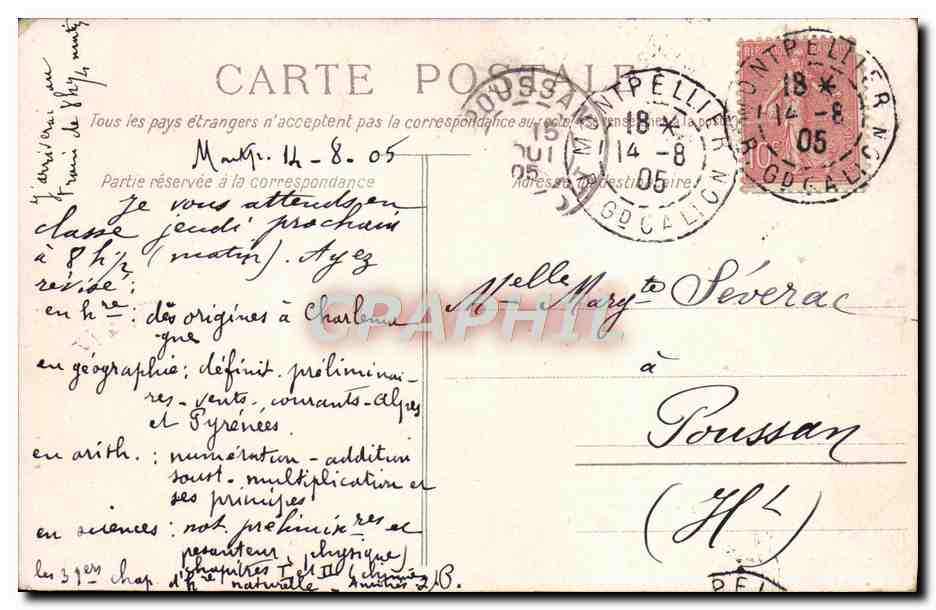 Montpellier — La Préfecture — Édition des Soeurs des Écoles Montpellier — Back