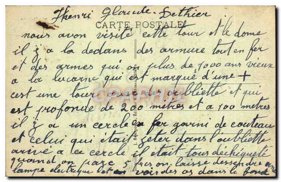 Provins (S.-et-M.) — Tour César et Dôme de Saint-Quiriace — Éd. J. B. n° 46 — Rückseite