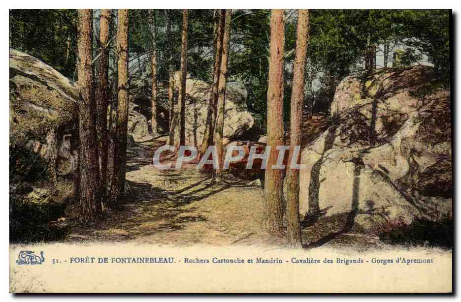 Bosque de Fontainebleau — Rocas Cartonche y Mandrin — Caballero de los Bandidos — Gargantas de Apremont — Editor no visible, n.º 51