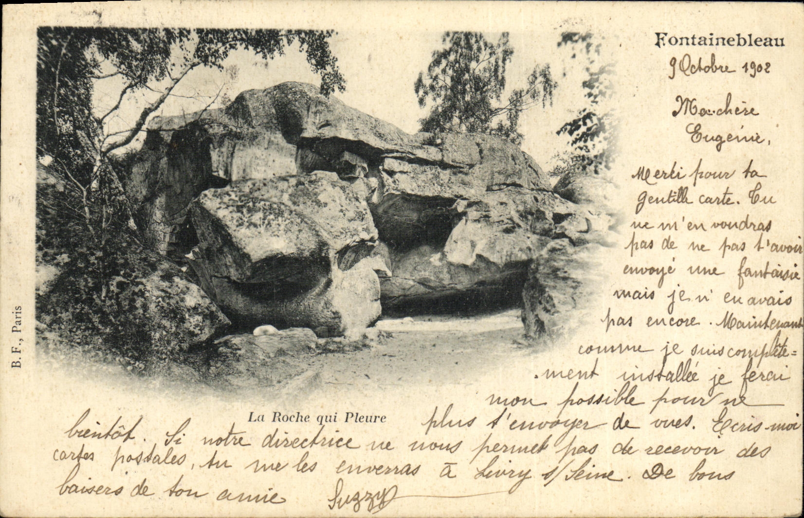 La Roche que Llora — Fontainebleau — B.F., París, número de serie no visible