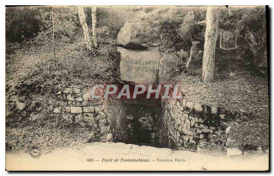 Tarjeta postal antigua Bosque de Fontainebleau Fontaine Dorly