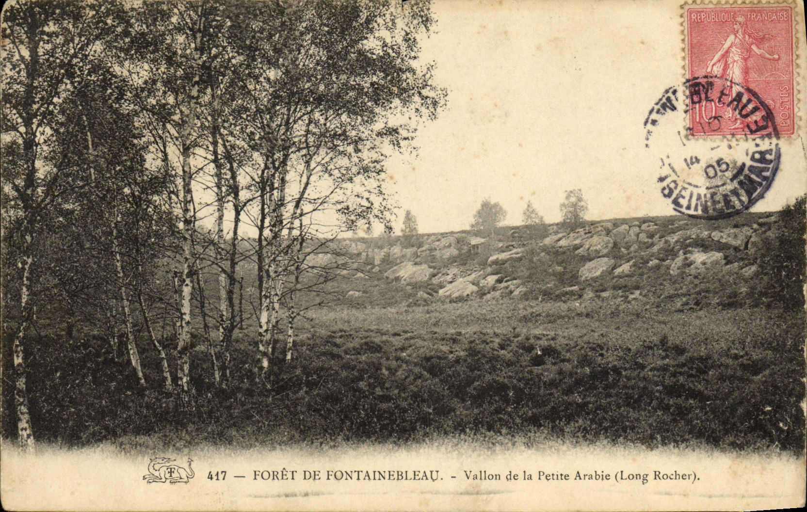 Woud van Fontainebleau — Dal van de Kleine Arabië (Long Rocher) — Uitgever n. 417