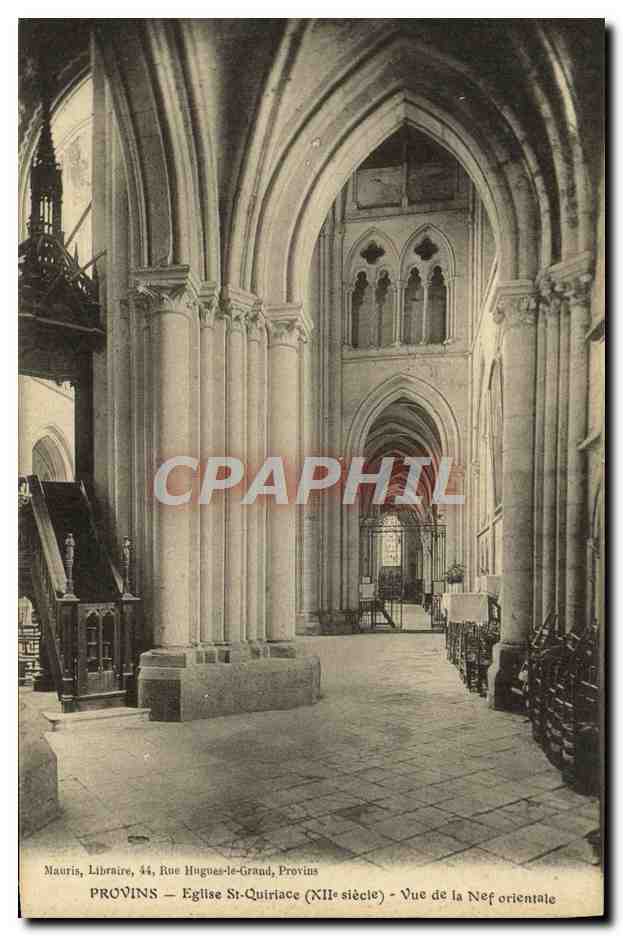 Provins — Église Saint-Quiriace (XIIe siècle) — Vue de la Nef orientale — Mauris, Libraire, 44 Rue Hugues-le-Grand, Provins