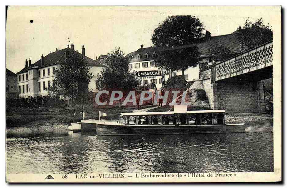 CPA Lac Ou Villers L'Embarcadere de l'hotel de France Bateau