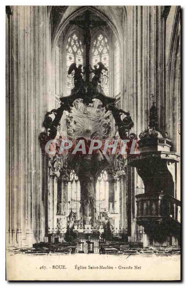 CPA Rouen Eglise saint maclou grande Nef