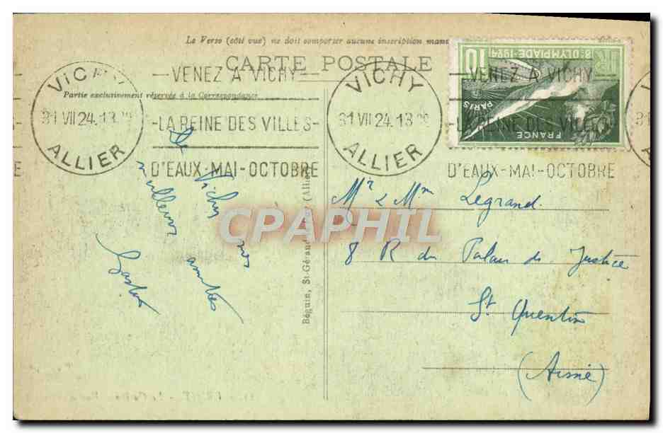 CPA vichy Le casino vue d'ensemble — Verso