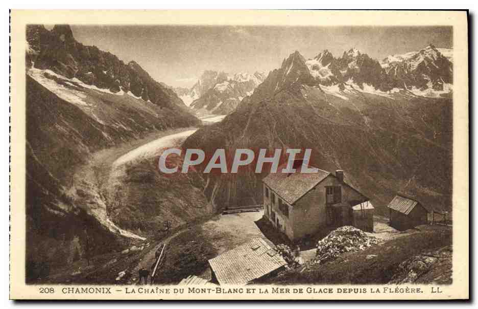 CPA Chamonix La Chaine du Mont blanc et la mer de Glace Depuis la Flegere 