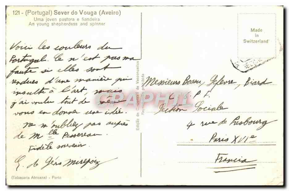 CPA Sever do Vouga Folklore  — Back