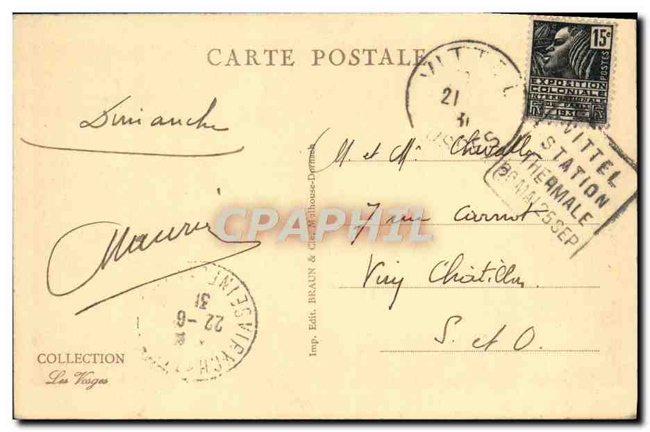 CPA Vittel un Coin du Parc Pres de L'Etang  — Back