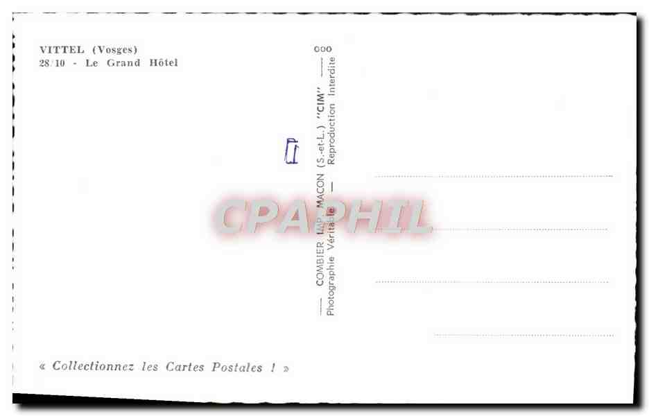 CPM Vittel Le Grand Hotel  — Back