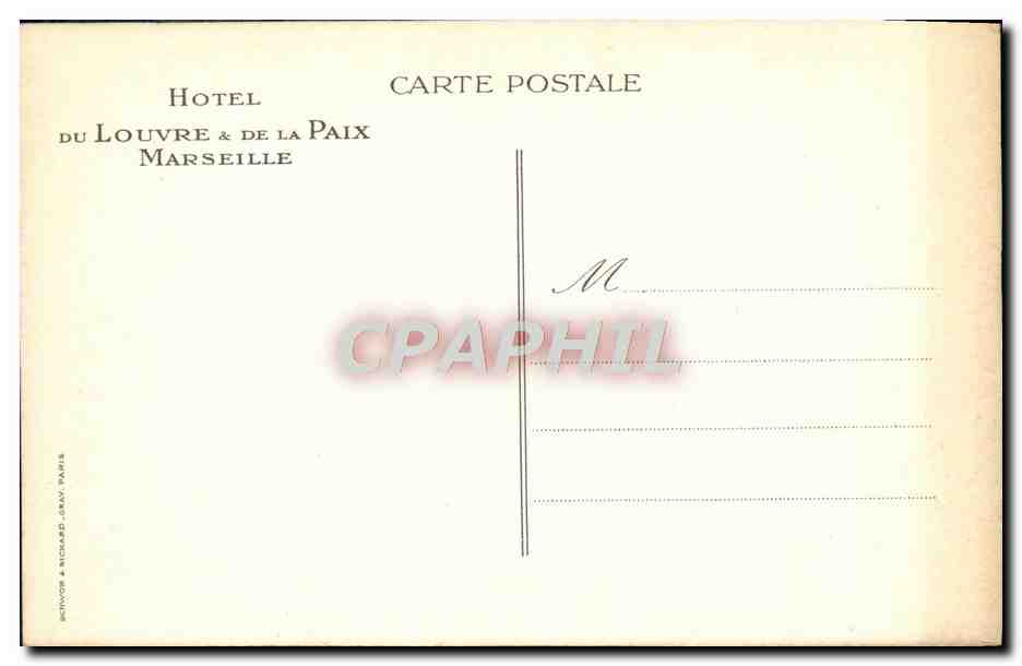 CPA Hotel du Louvre de la Paix Marseille  — Verso