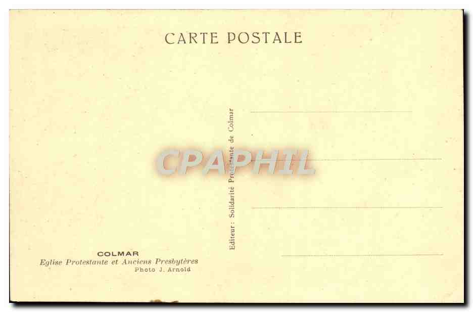 CPA Colmar Eglise protestante et anciens presbyteres — Rückseite