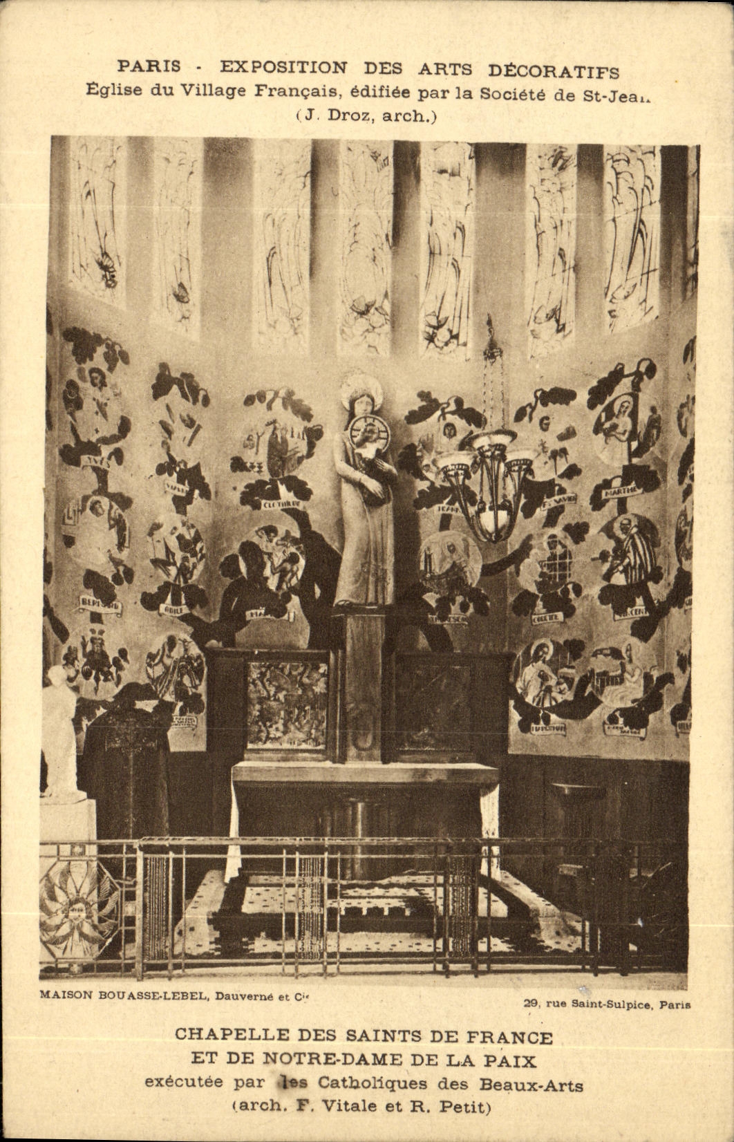 Paris - Ausstellung der dekorativen Künste - Kirche des französischen Dorfes — errichtet von der Gesellschaft von St-Jean, (J. Droz, arch.)