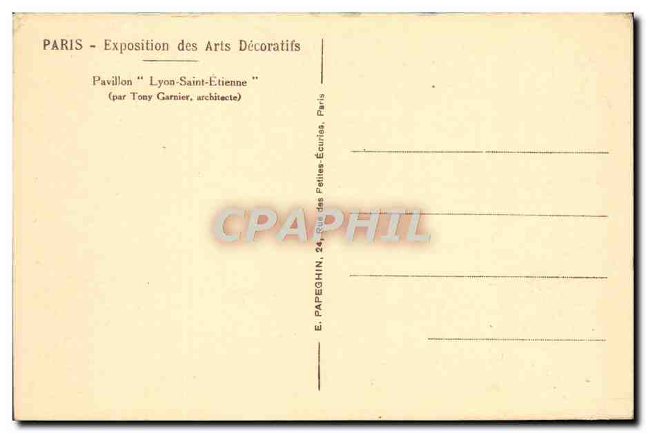 Paris - Exposition des Arts Décoratifs — Pavillon Lyon-Saint-Étienne (von Tony Garnier, Architekt) — Rückseite