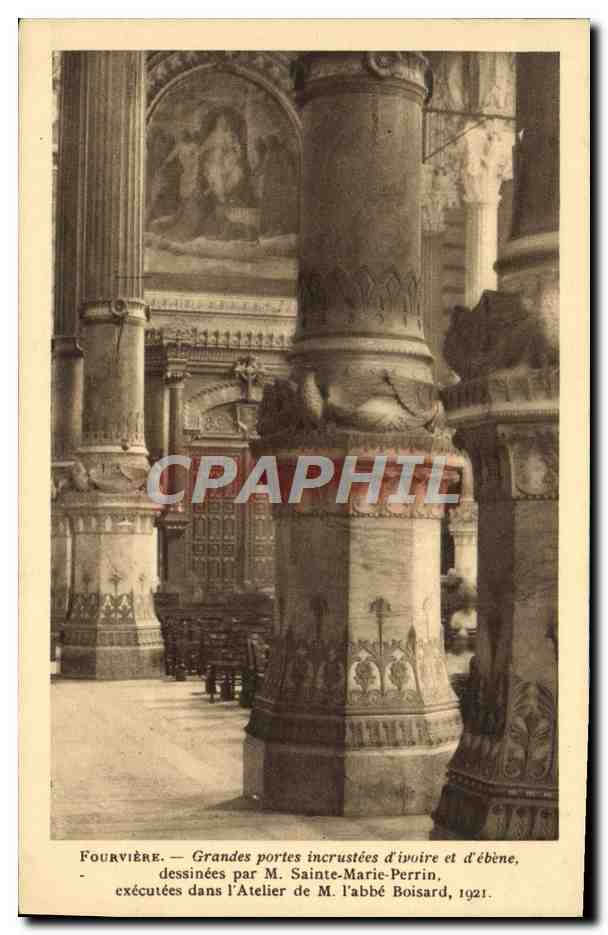 CPA Fourviere Grandes portes incrustees d'ivoire et d'ebene Lyon