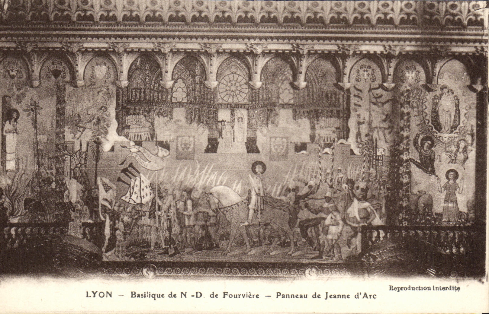 CPA Lyon Basilique de N D de Fourviere Panneau de Jeanne d'Arc 