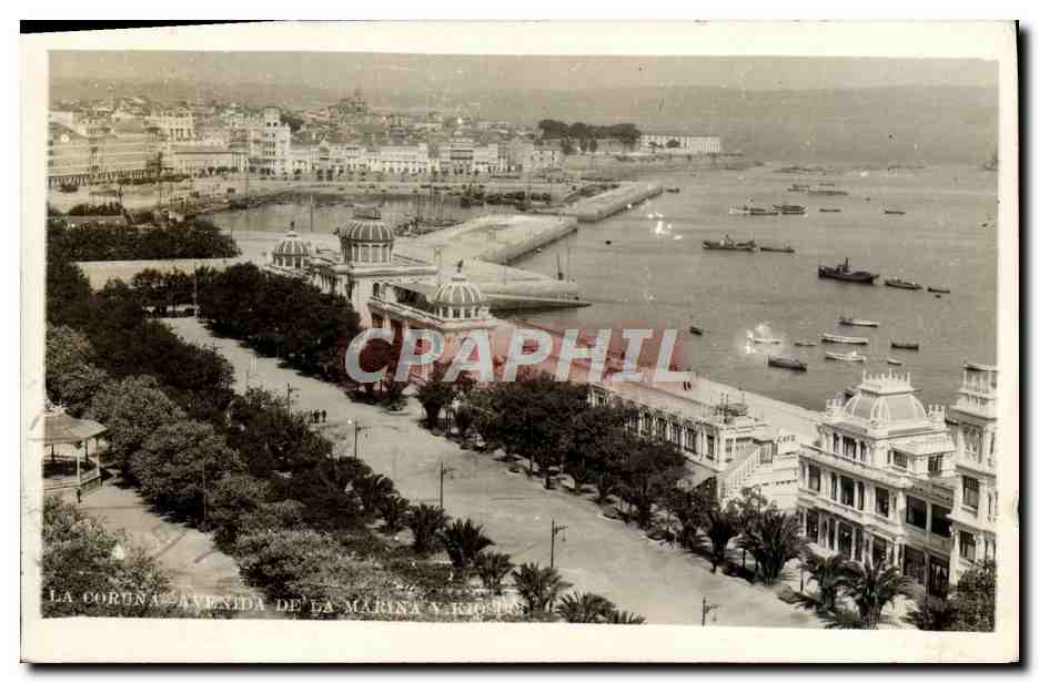 CPA La Coruna Avenida de la Marina 