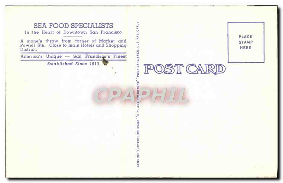 CPA World Renowned Bernstein's Fish Grotto Powell St San Francisco Calif  — Verso