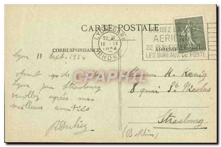 LYON — Pont de la Guillotière, Hôtel-Dieu et Coteau de Fourvière — E.R. — Verso