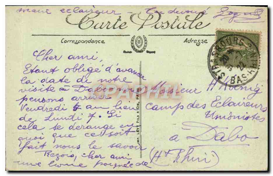 CPA Strasbourg La Cathedrale  — Verso