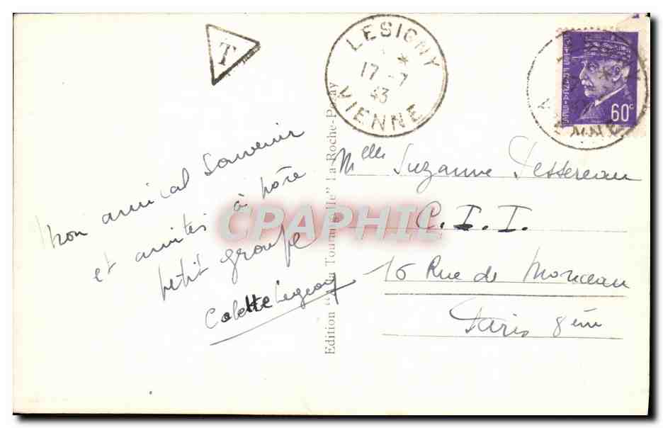 La Roche-Posay — Bords de la Creuse. Le Moulin et l'Église — Édition Colette Legeay — Verso