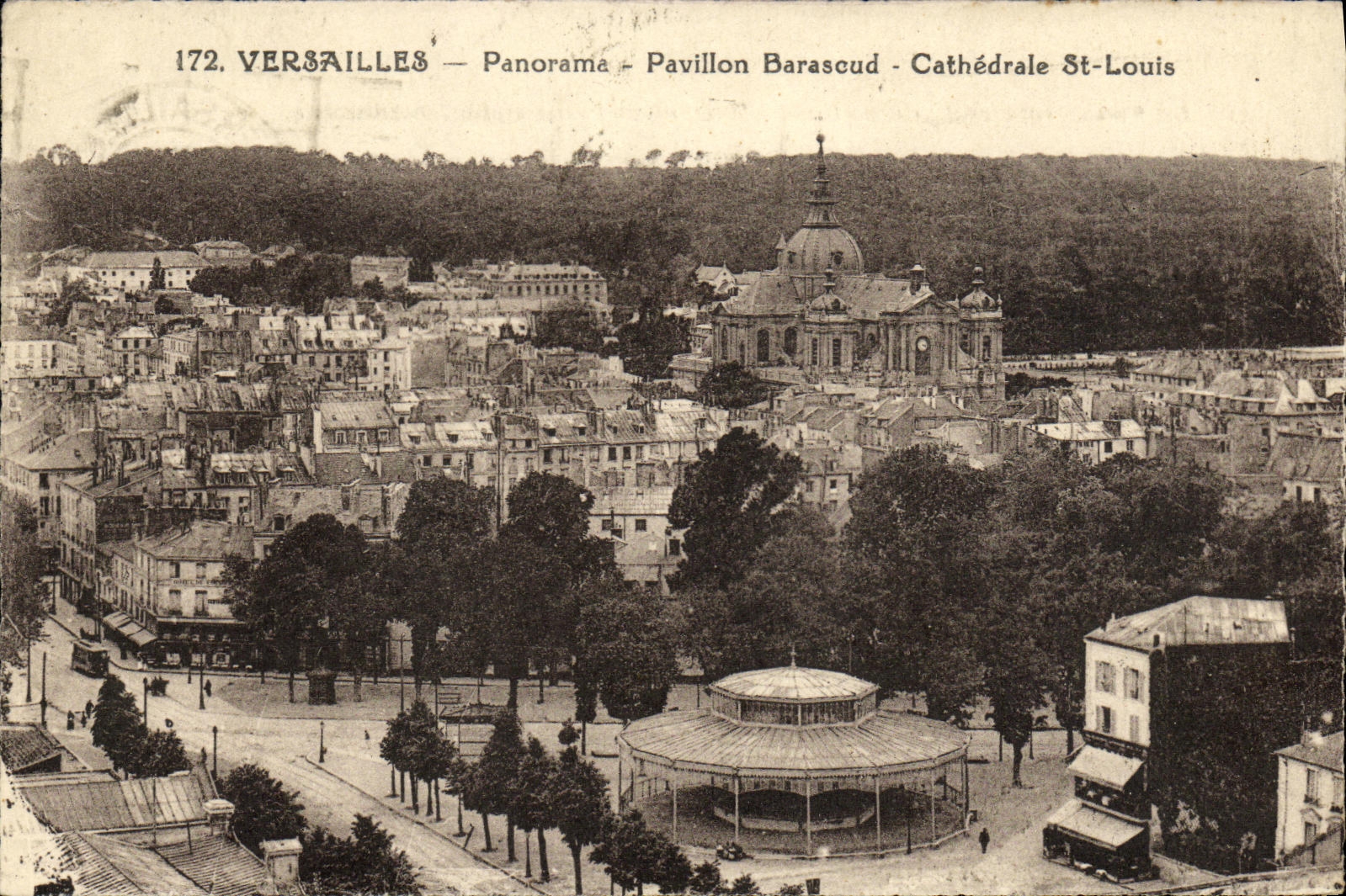 CPA Versailles Panorama Pavillon Barascud Cathedrale St Louis 