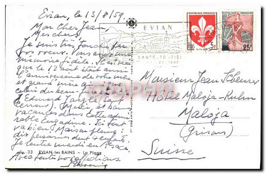 CPA Evian les Bains La Plage  — Verso