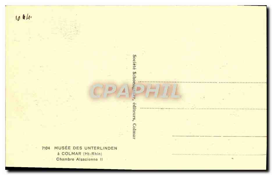 CPA Musee des Unterlinden a Colmar Chambre alsacienne II — Rückseite