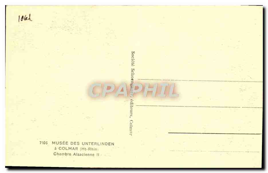 CPA Musee des Unterlinden a Colmar Chambre alsacinne II — Rückseite