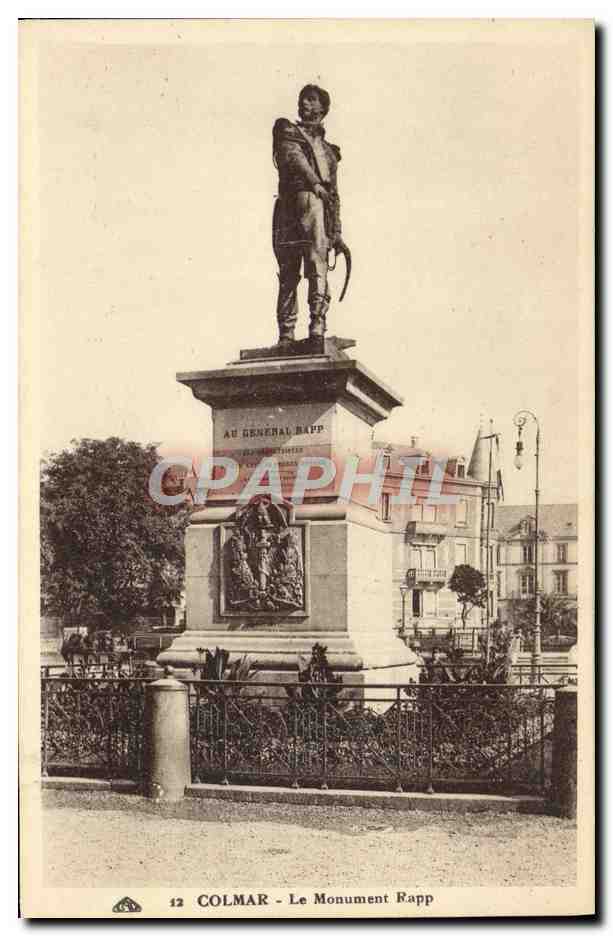 Colmar - Le Monument Rapp — statue du général Rapp sur piédestal orné, éditeur anonyme, n° 42