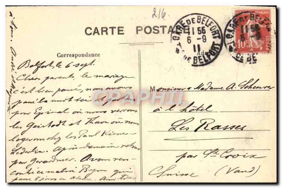 CPA Belfort Le Chateau et le Lion  — Verso