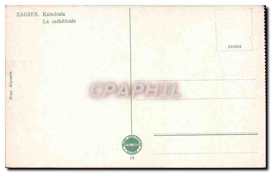 CPA Zagreb Katedrala  — Rückseite