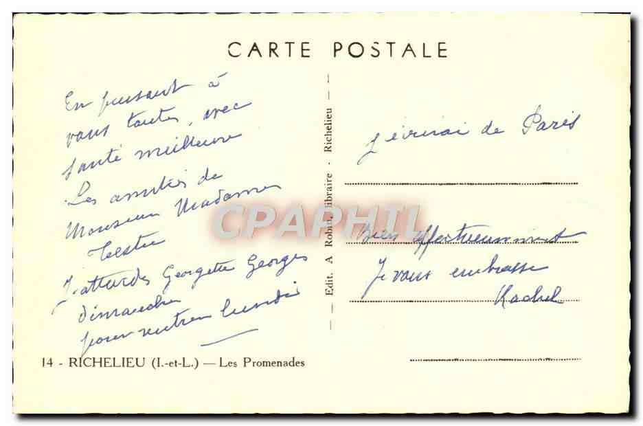 CPA Richelieu Les Promenades — Rückseite