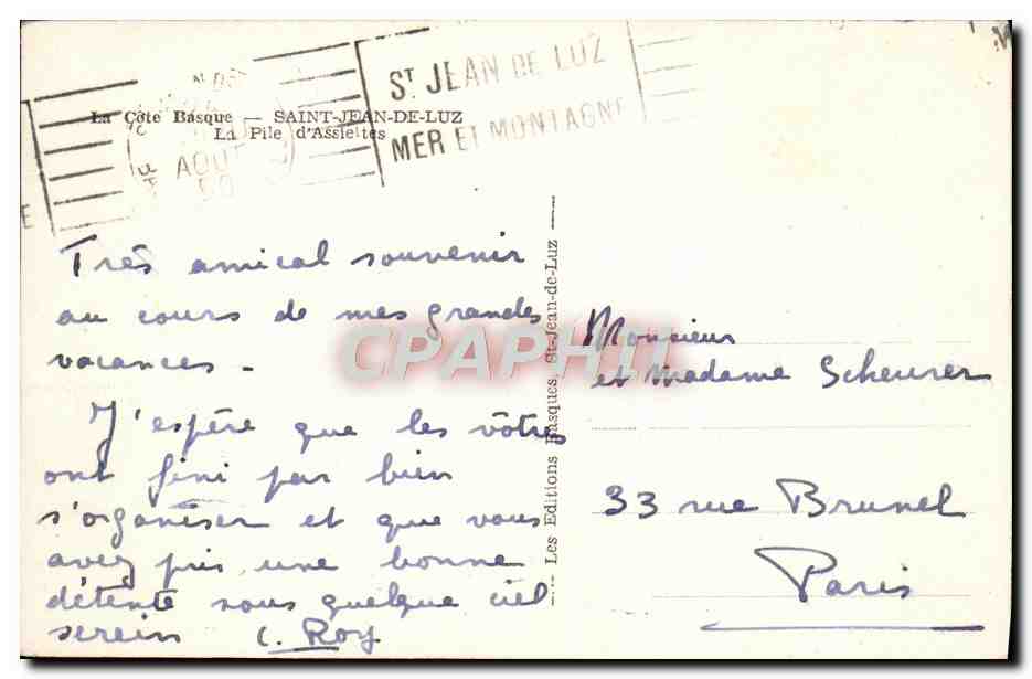 La Pile d'Assiettes — Saint-Jean-de-Luz — Éditions Les Éditions Basques — Verso