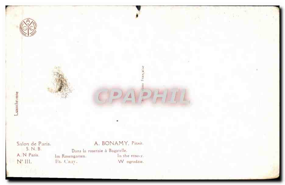 Rosengarten in Bagatelle — A. Bonamy, Pinxit. N° III — Rückseite