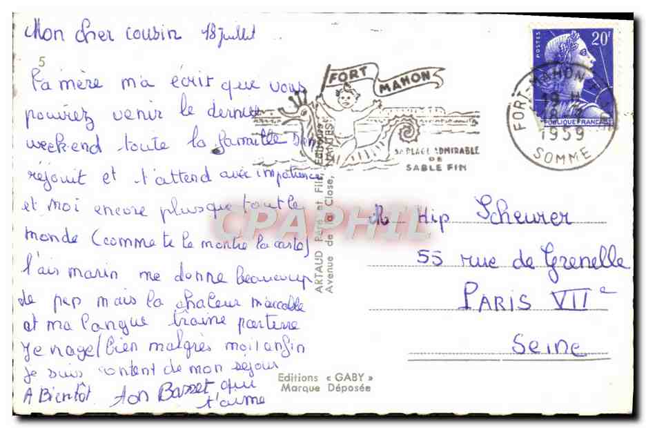 CPM Seul Je M'Ennuie Venez Me Voir Ane Mule  — Rückseite