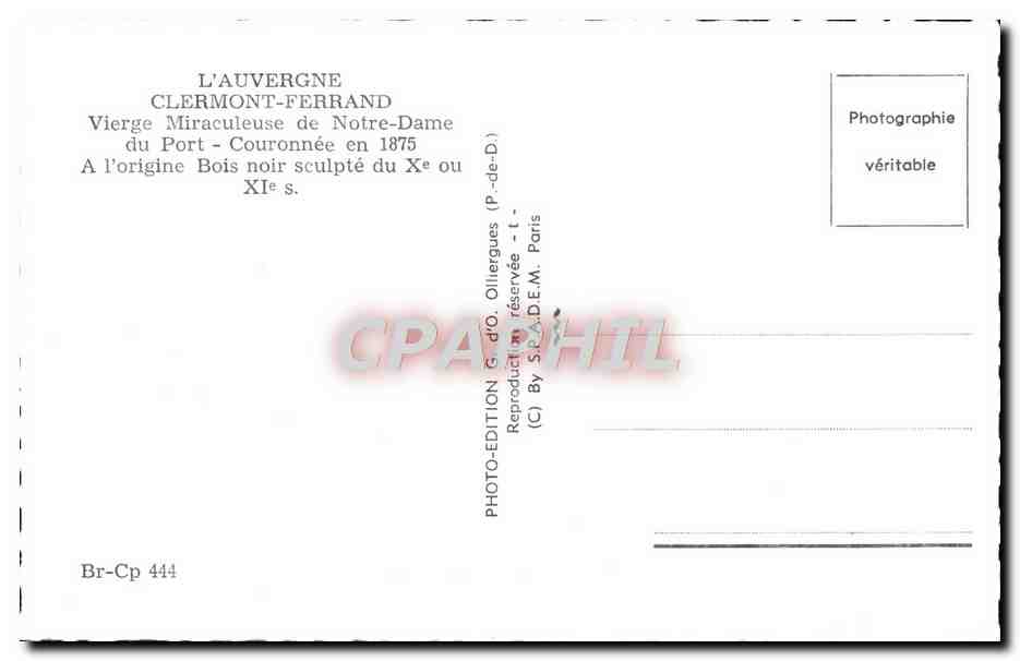 Vierge Miraculeuse de Notre-Dame — Clermont-Ferrand — édition G.d'O. Olliergues — Reverso