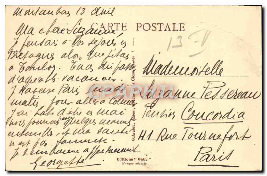 Montauban - Place Nationale — éditeur Gaby, n°35 — Verso