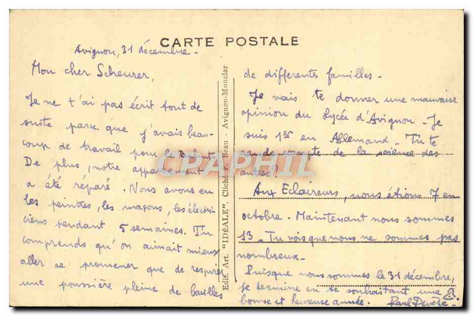 CPA Avignon Pont Saint Benezet — Verso