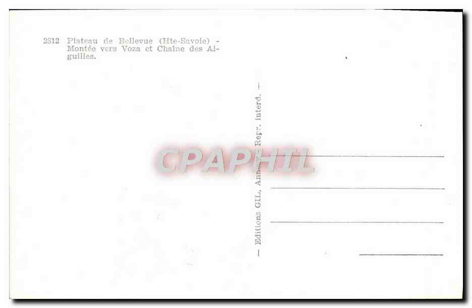 Plateau de Bollevue — Montée vers Voza et Chaîne des Aiguilles — Éditions GIL, Interd. — Verso
