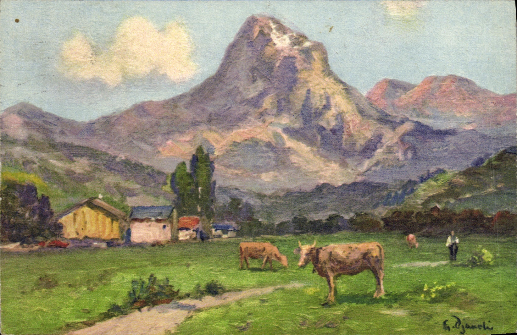 Thonon-les-Bains — La Dent d'Oche — peinture de H. Djianochi