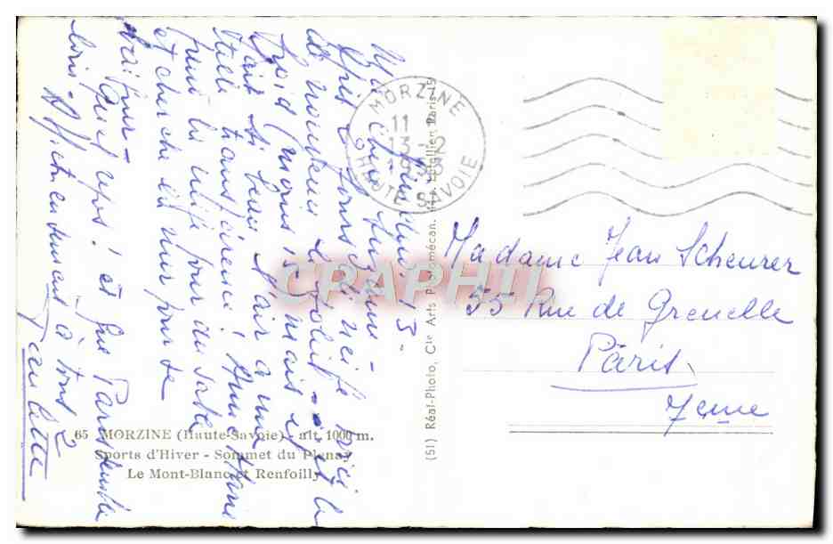 Sommet du Plan - Mont-Blanc - Renfoilly — Sports d'Hiver — éditeur (S1) Réal. Photo. Cir Arts Plumean. — Reverso