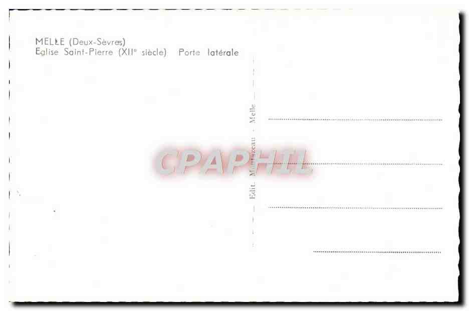 CPM Melle Eglise Saint Pierre Porte Laterale — Rückseite