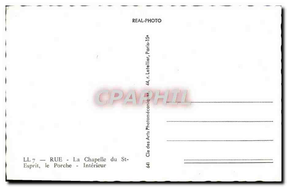 CPA Rue La Chapelle Du St Esprit Le Porche Interieur — Rückseite