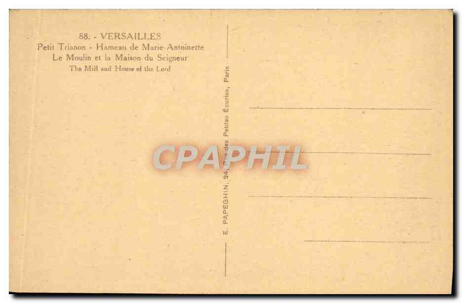 CPA Versailles Petit Trianon Hameau De Marie Antoinette Le moulin et la maison du seigneur — Verso