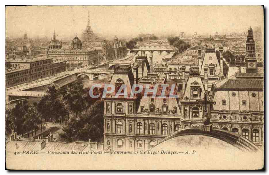 CPA Paris Panorama Des Huit Ponts