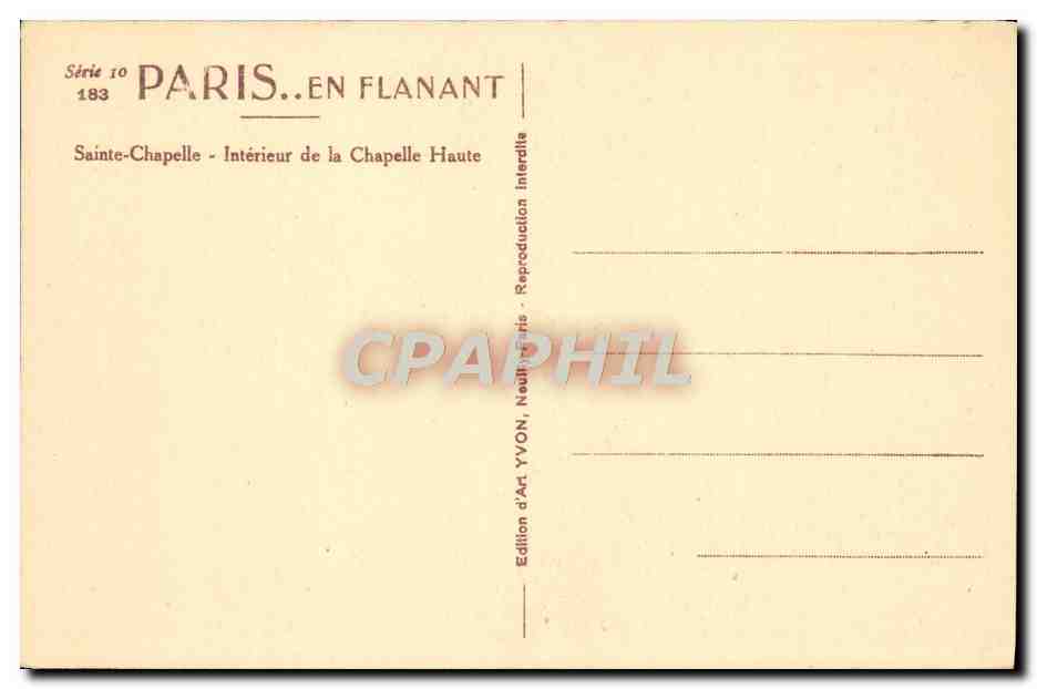CPA Paris En Flanant Sainte Chapelle — Rückseite