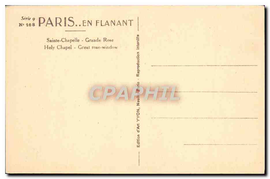 CPA Paris En Flanant Sainte Chapelle Grande Rose — Rückseite